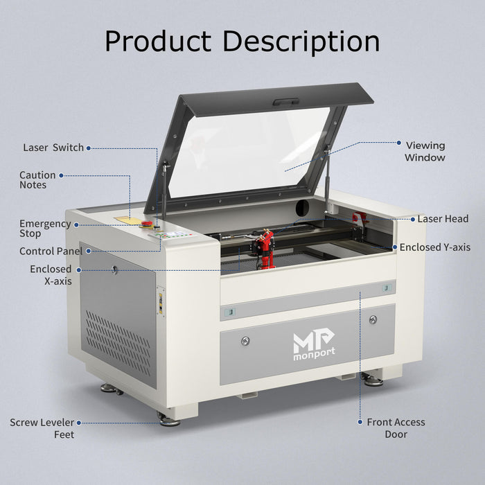 Special Offer | Monport 60W CO2 Laser Engraver & Cutter (24" x 16") with Autofocus