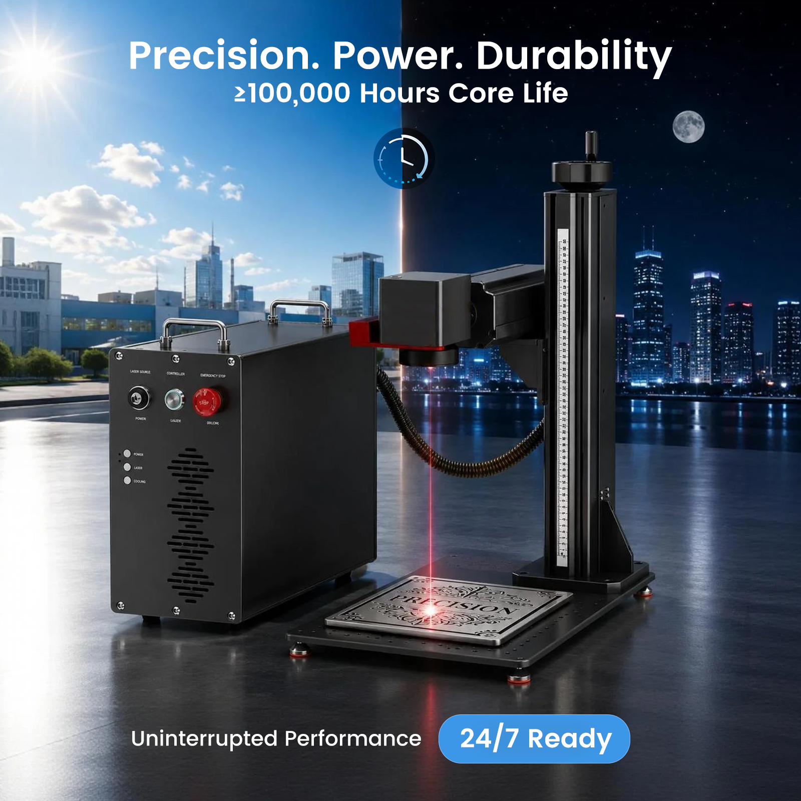 Monport GPro Vision Split MOPA Fiber Laser Engraver with Color Marking & Auto Focus