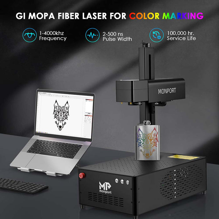 Monport GI20 Integrated MOPA Fiber Laser Engraver & Marking Machine with Electric Lifting