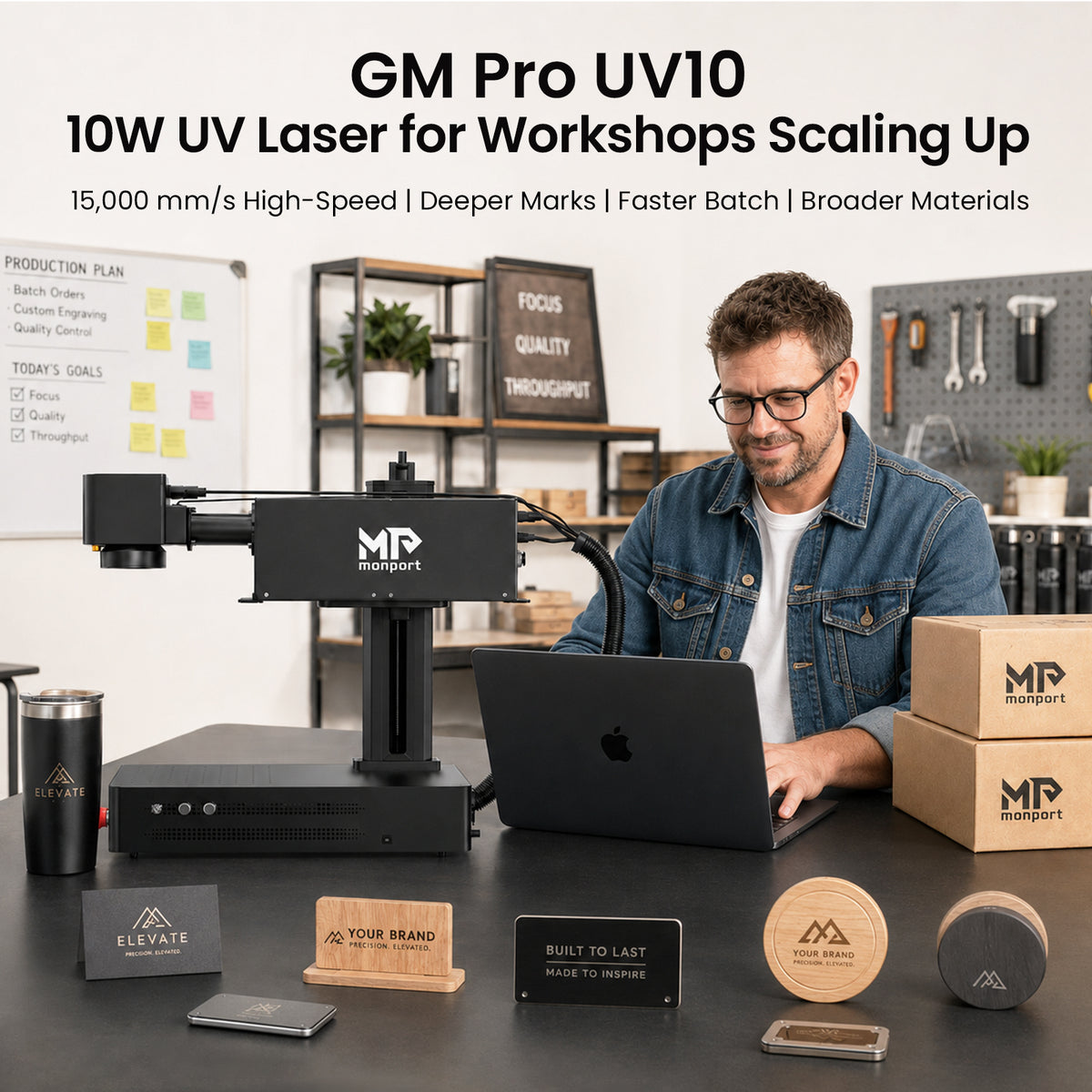 Monport 6W/10W UV Pro Galvo Laser Engraver & Marking Machine for 3D Inner Engraving in Glass