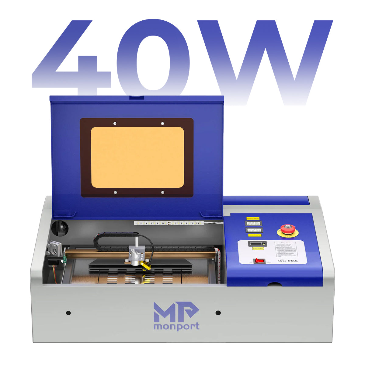 Monport 40W Lightburn-ready (12" X 8") CO2 Laser Engraver & Cutter with FDA Approval