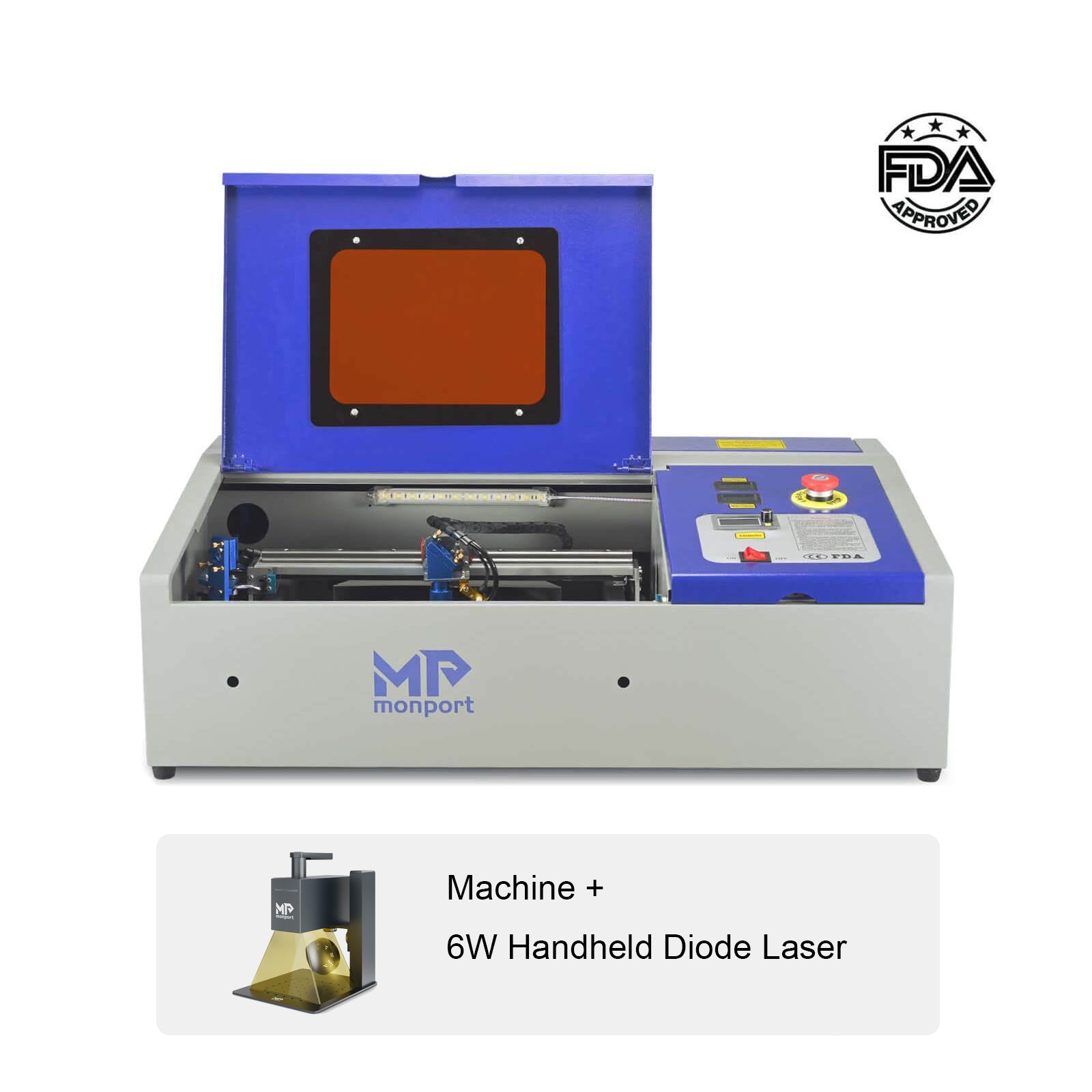 Monport 40W Pro Lightburn-Supported (12" X 8") CO2 Laser Engraver & Cutter with Air Assist