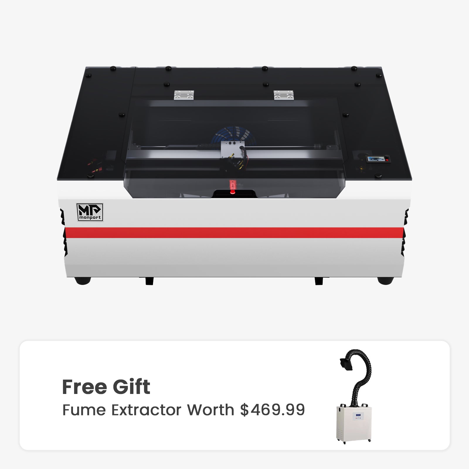 Monport Reno45 45W Desktop CO2 Laser Engraver & Cutter (16" X 12") with Semi-Autofocus