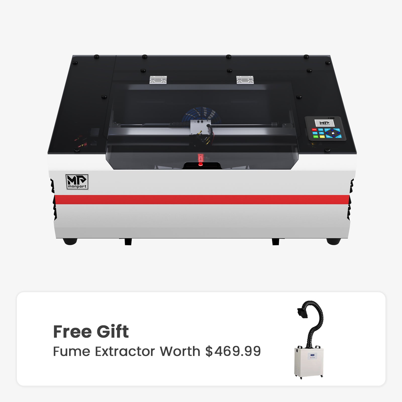 Monport Reno45 Pro 45W Desktop CO2 Laser Engraver & Cutter (16" X 12") with Semi-Autofocus