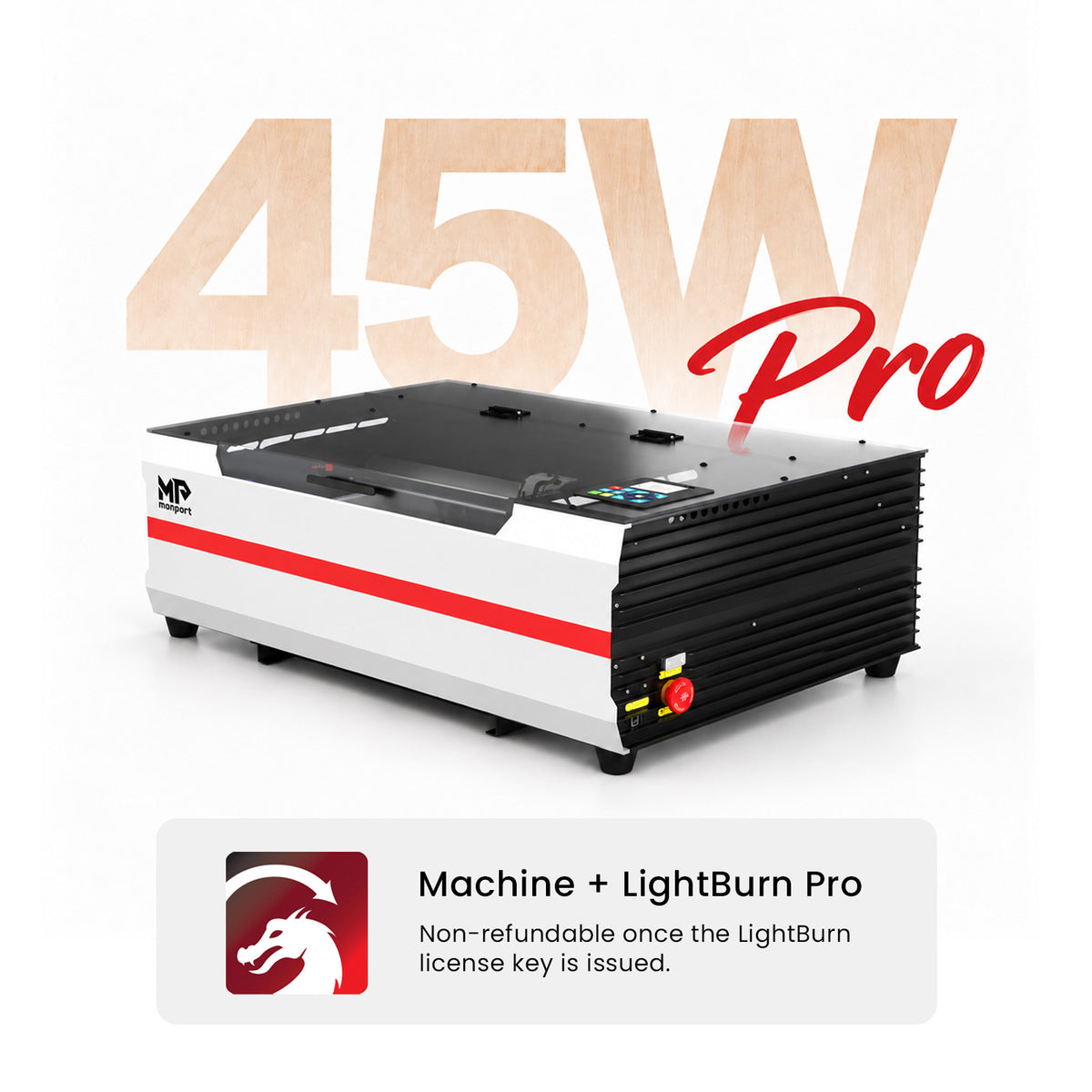 Brand New Monport Reno 45W Desktop CO2 Laser Engraver (16"×12") | Built-In Water Cooling, Magnetic Assisted Focus
