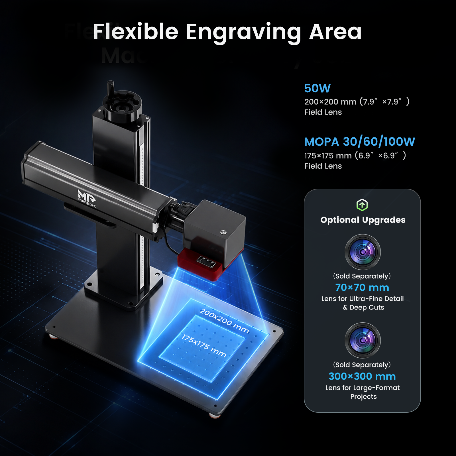 Monport GPro Vision Split MOPA Fiber Laser Engraver with Color Marking & Auto Focus