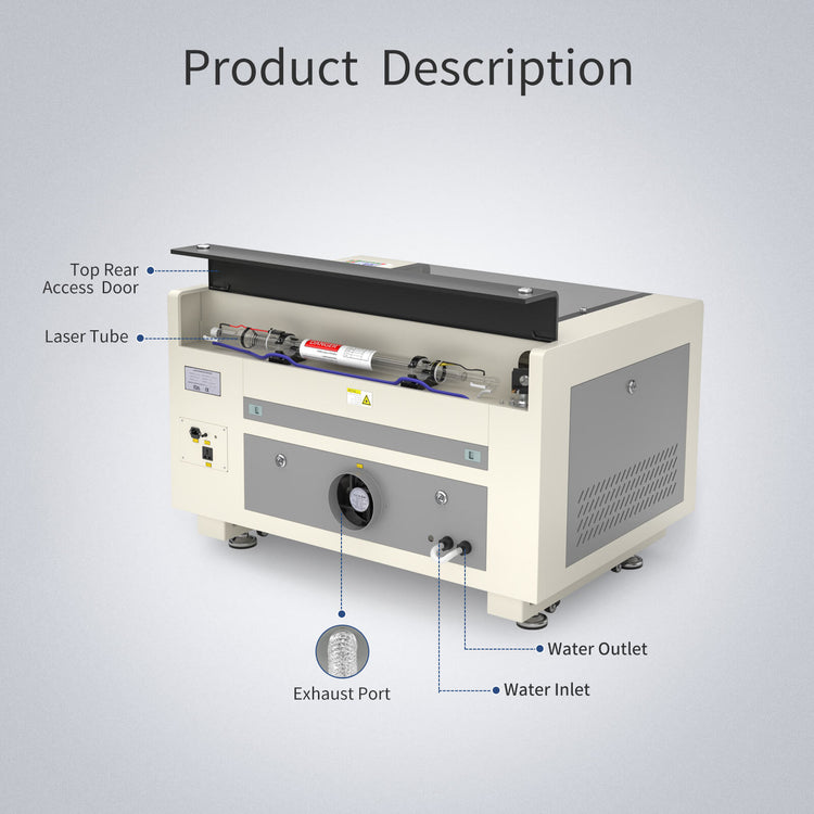 Monport 60W CO2 Laser Engraver & Cutter (24" x 16") with Manual Focus