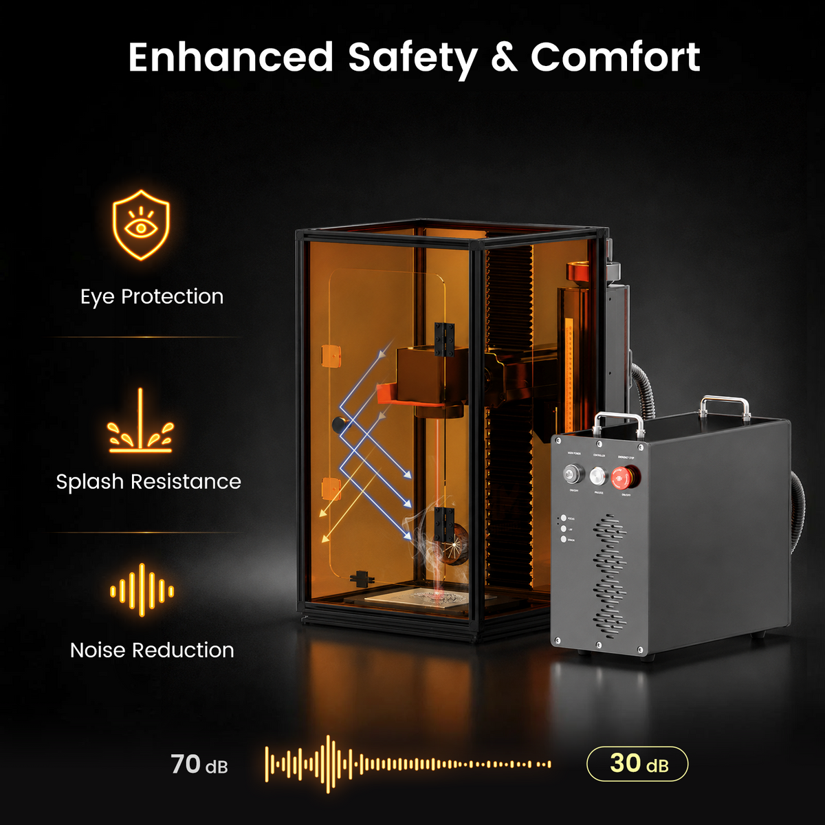 Monport Laser Engraver Enclosure for Split Fiber Laser Marking Machines (with Door Protection Switch)