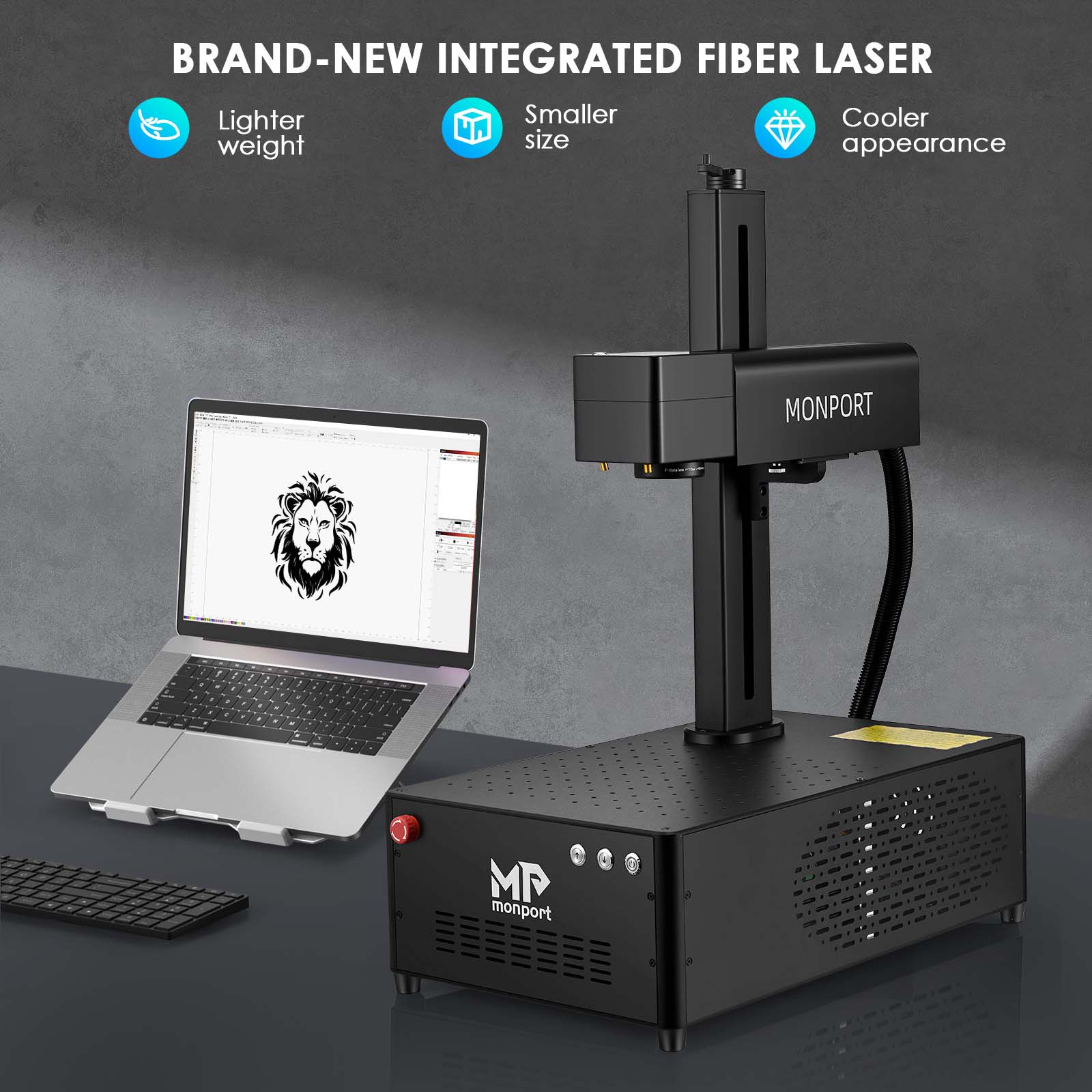 MONPORT GP50 Integrated Fiber Laser Engraver & Marking Machine with Electric Lifting