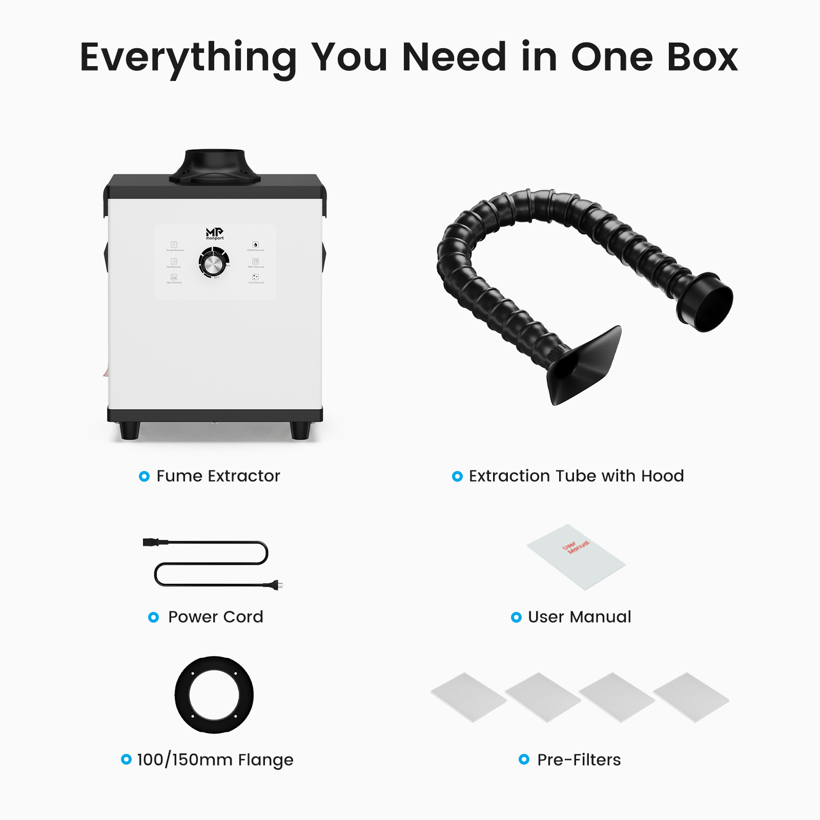 Monport 200W Laser Fume Extractor with 4-Layer Filter for CO2 & Fiber Laser Engraver
