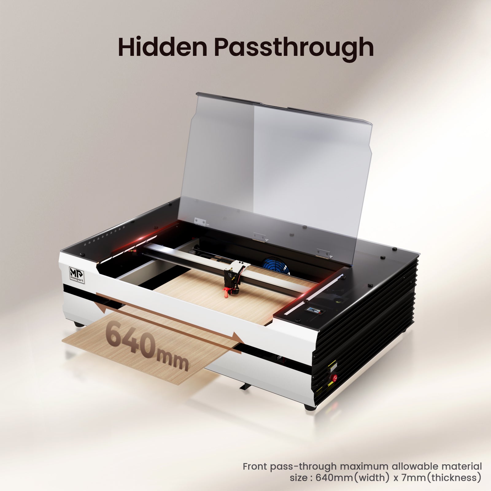 Monport Reno65 65W Desktop CO2 Laser Engraver & Cutter (24" X 16") with Semi-Autofocus