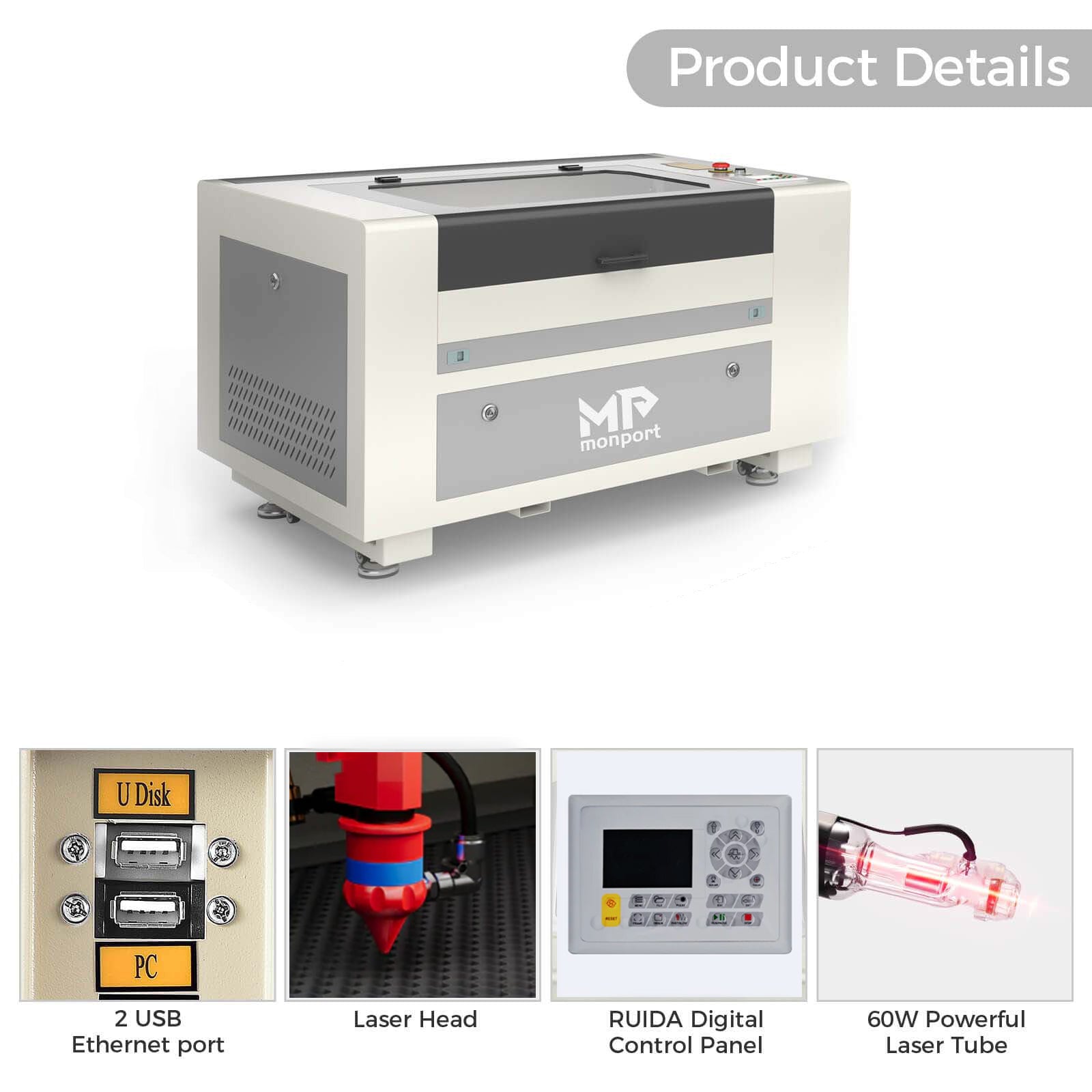 Monport 60W CO2 Laser Engraver & Cutter (24