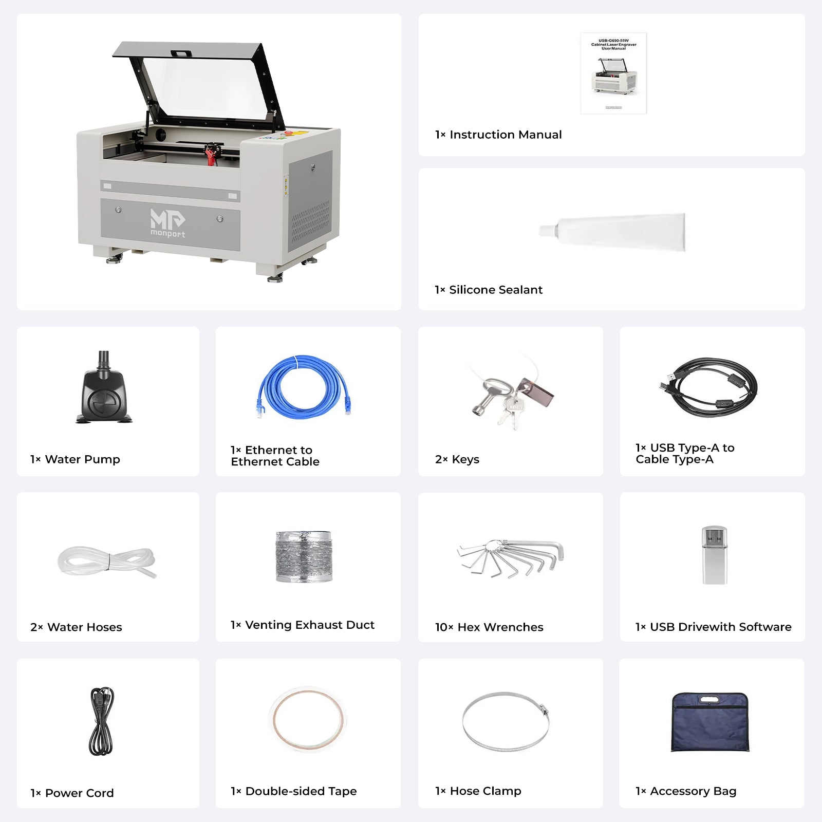 Monport 60W CO2 Laser Engraver & Cutter (24