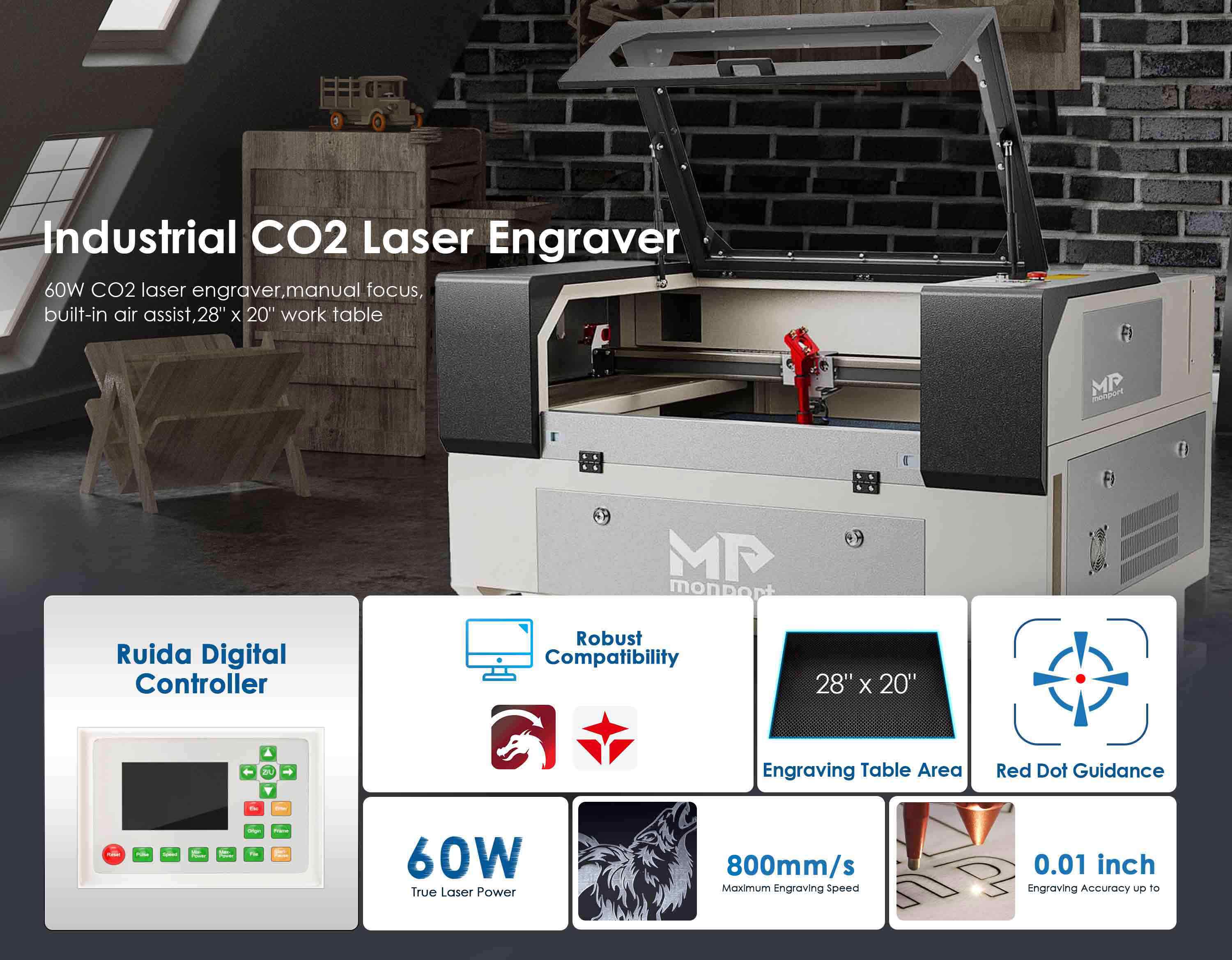 High Quailty 60W Laser  Monport 60W Laser Engraver — Monportlaser