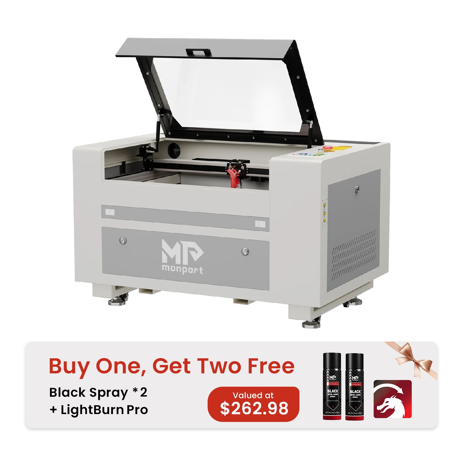 Monport 60W CO2 Laser Engraver & Cutter (24" x 16") with Autofocus