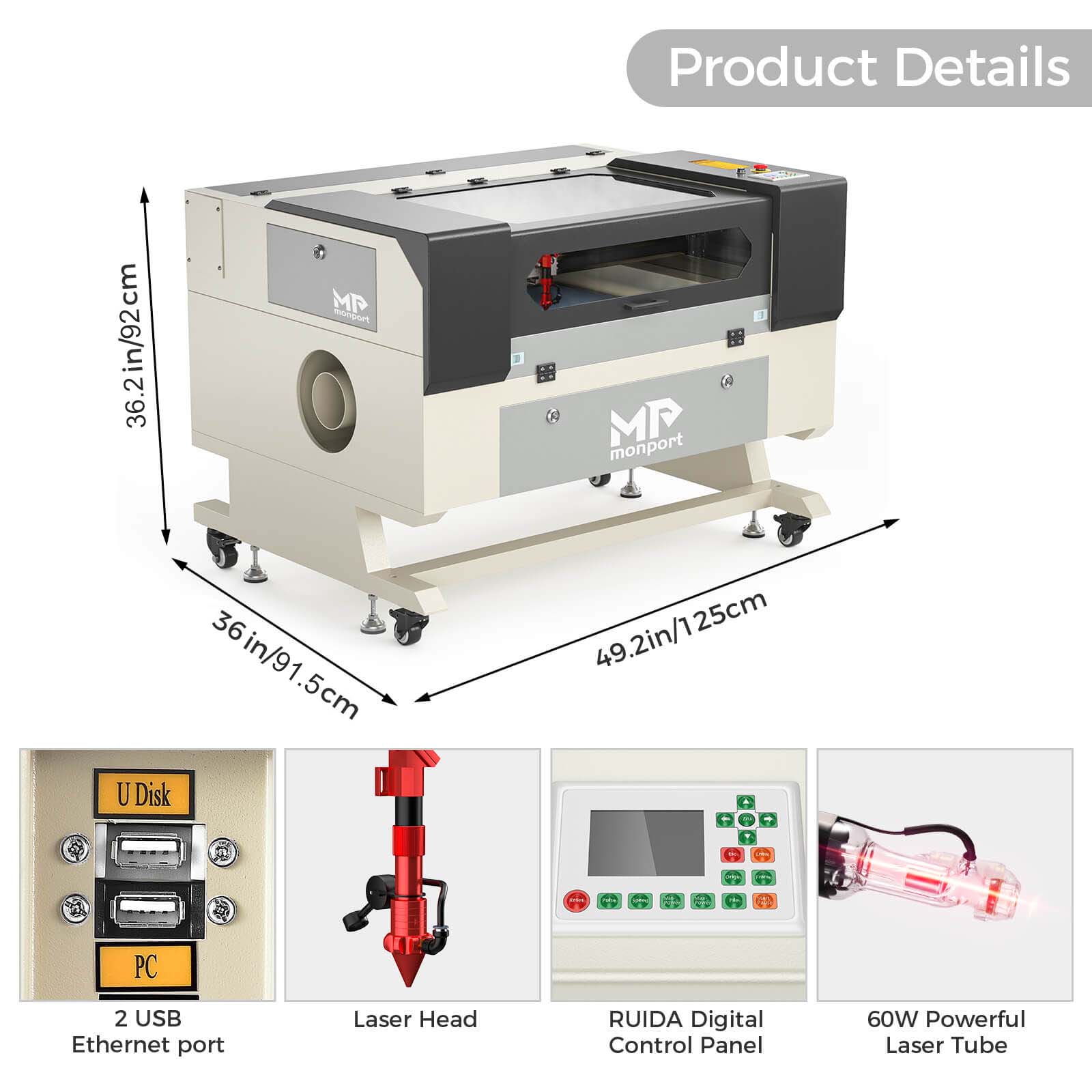 Monport 60W CO2 Laser Engraver & Cutter (28