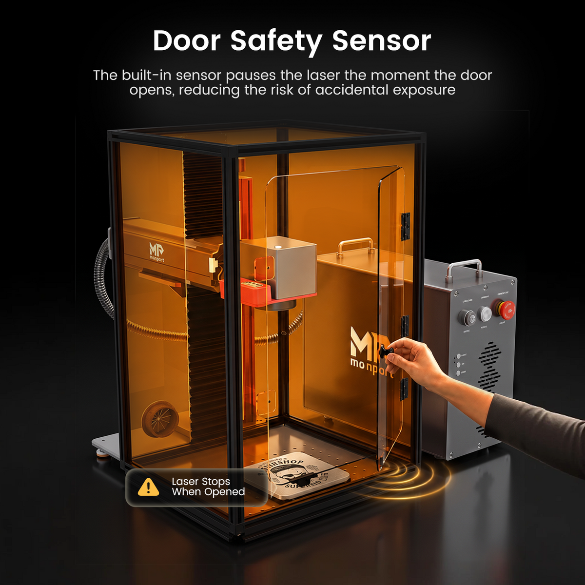 Monport Laser Engraver Enclosure for Split Fiber Laser Marking Machines (with Door Protection Switch)
