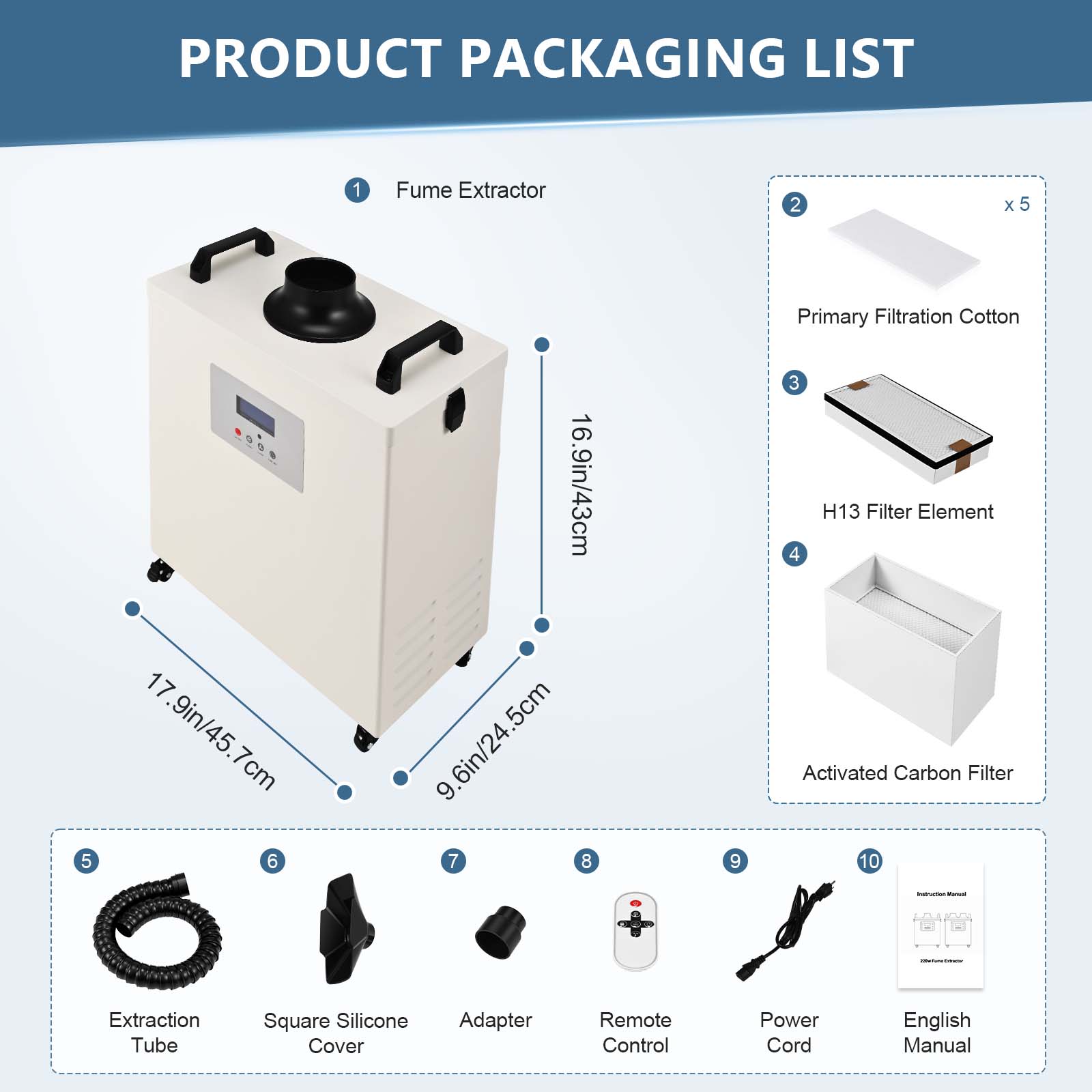 Monport 220W Laser Fume Extractor with 3-Layer Filter for CO2 & fiber Laser Engraver