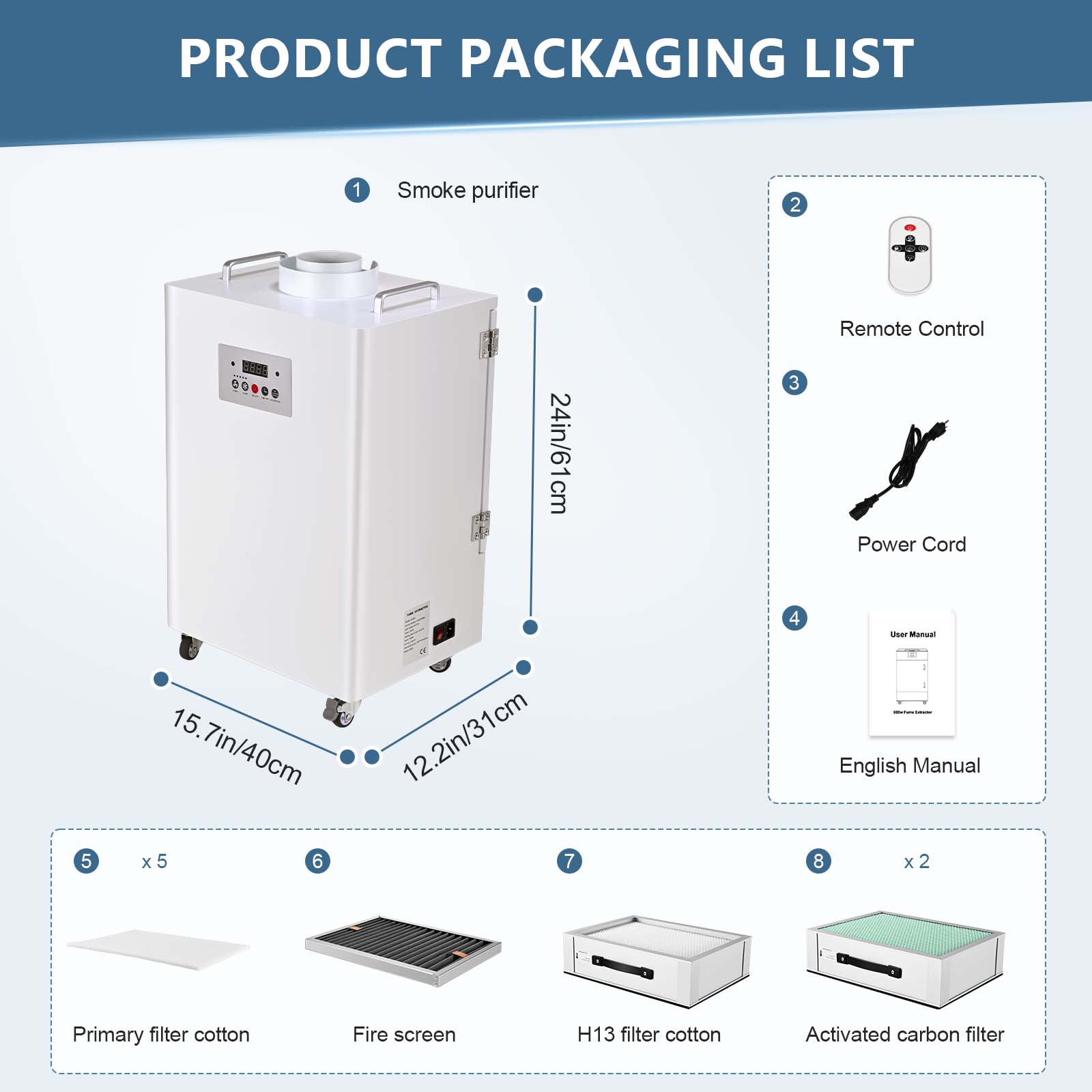 Monport 350W Laser Fume Extractor with 5-Layer Filter for Laser Engraver Cutting Machine