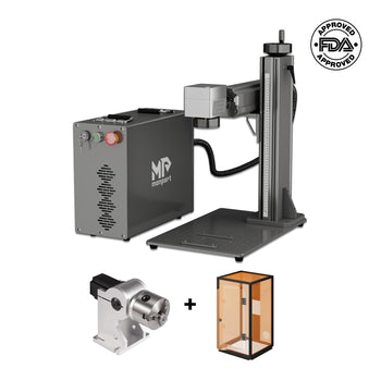 Bundle Sale | GPro 60W Fiber Laser Engraver + 80MM Three Jaws Rotary Axis + Laser Engraver Enclosure