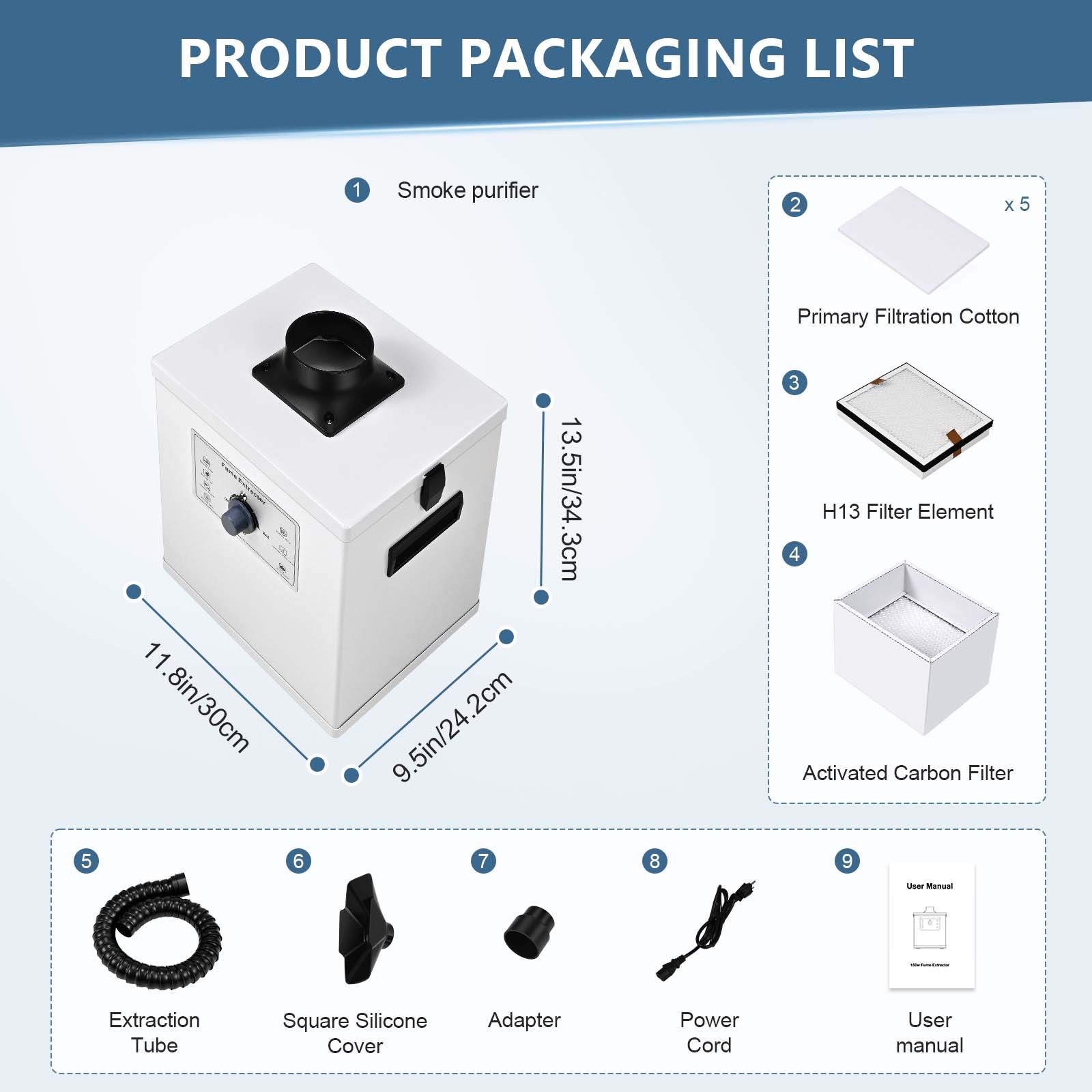 Monport 150W Laser Fume Extractor with 3-Layer Filter for CO2 & Fiber Laser Engraver