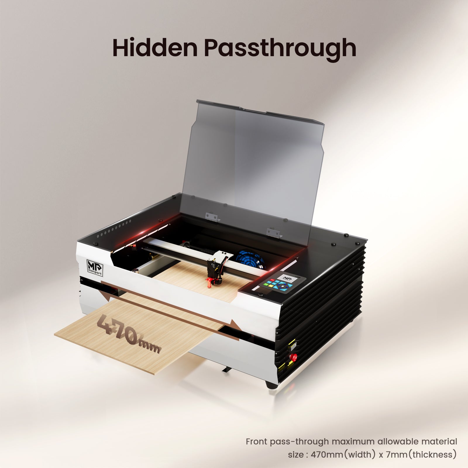 Monport Reno45 Pro 45W Desktop CO2 Laser Engraver & Cutter (16" X 12") with Semi-Autofocus
