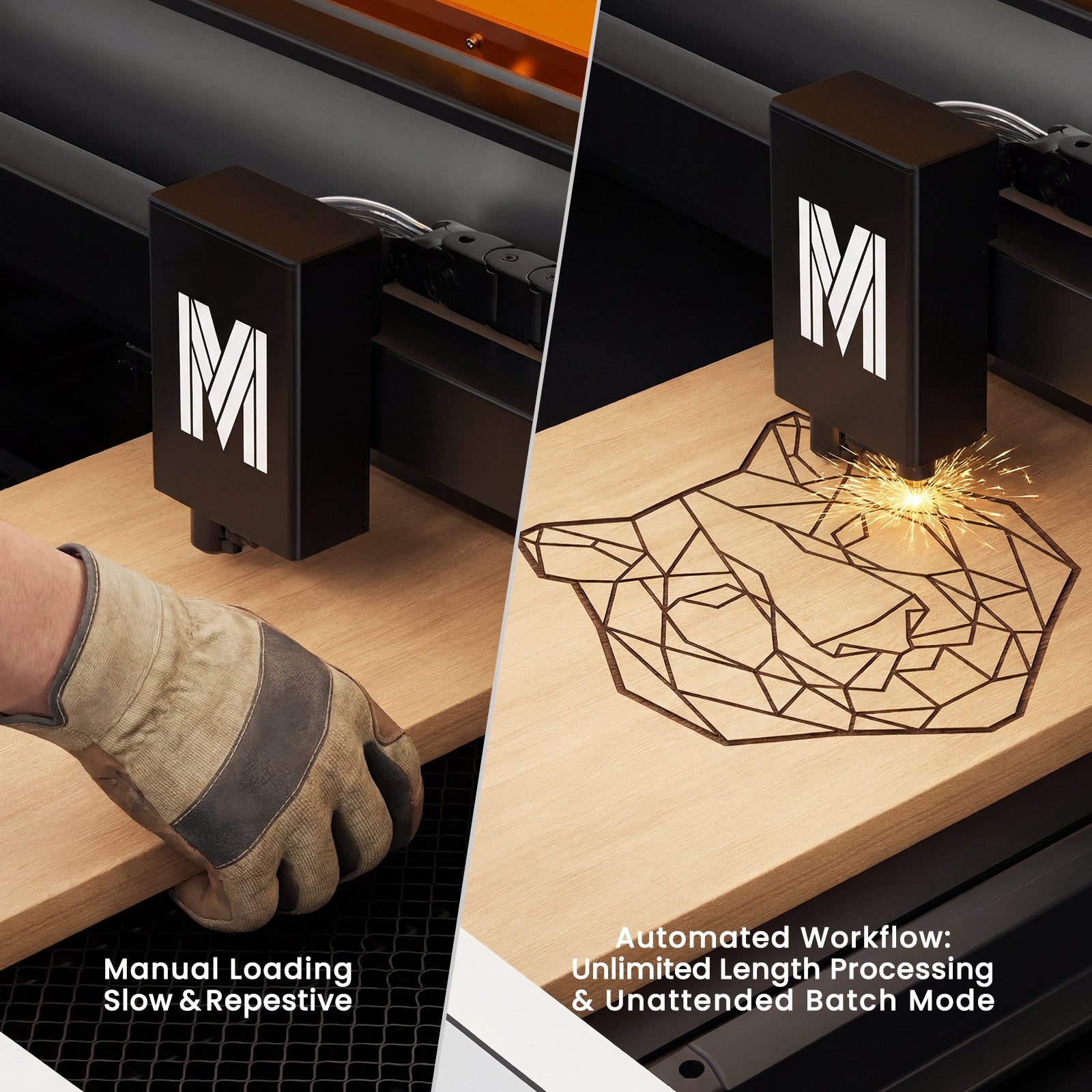 Monport 70W CO2 Laser Engraver & Cutter with Camera and 14" x 28" Working Area