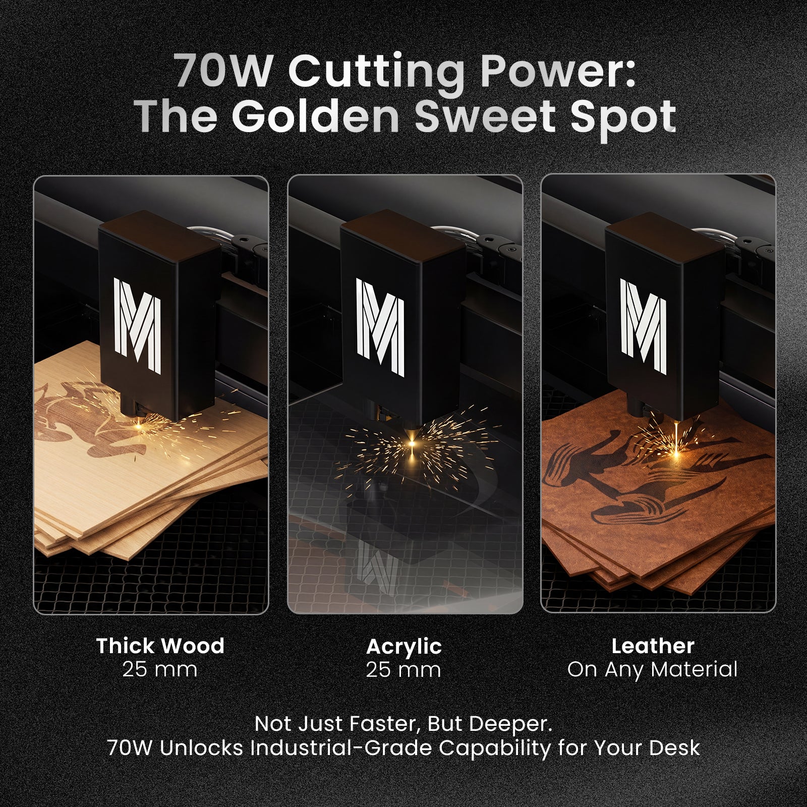 Monport 70W CO2 Laser Engraver & Cutter with Camera and 14" x 28" Working Area