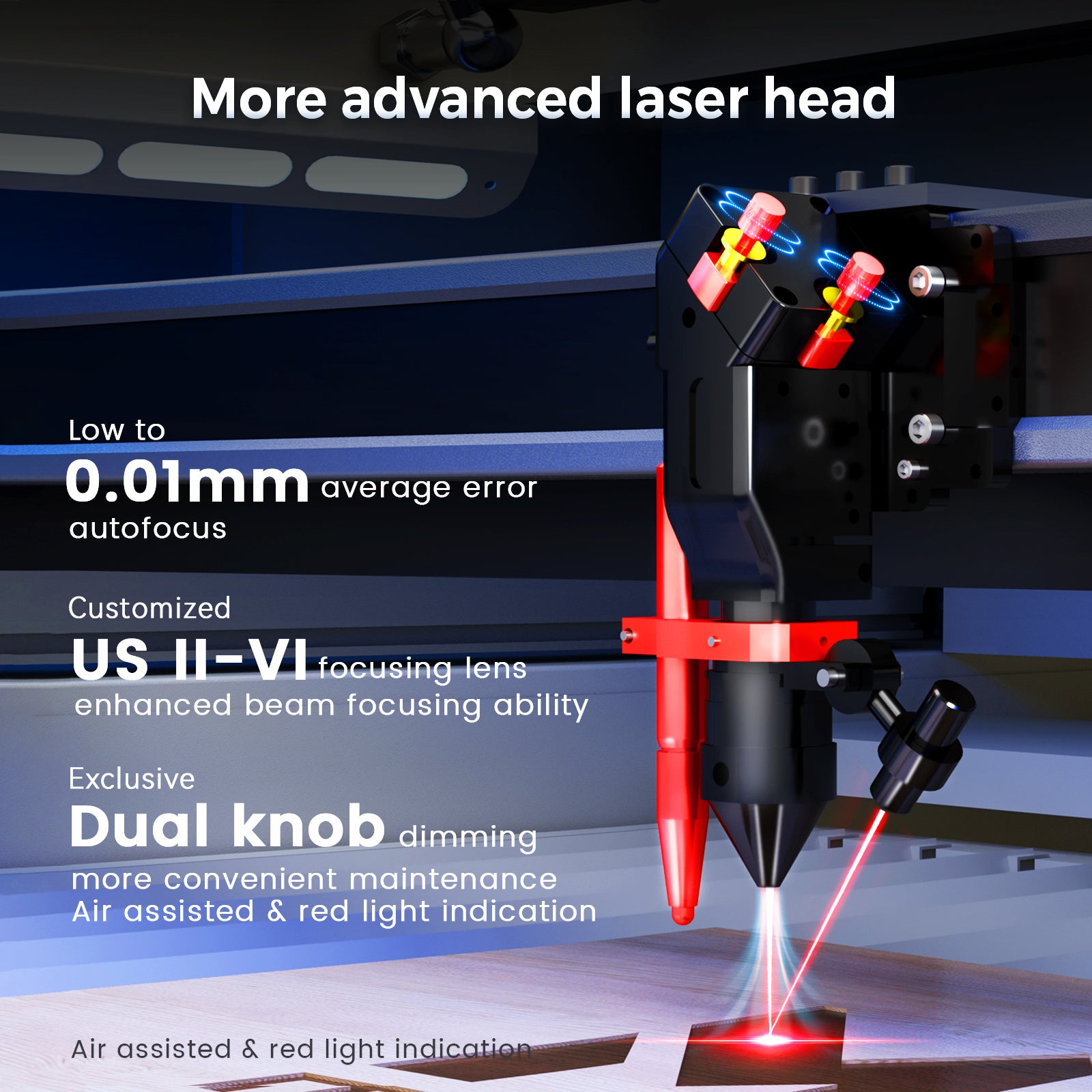 Monport Effi13S Upgraded 130W CO2 Laser Engraver & Cutter with Autofocus and Built-in Water Chiller