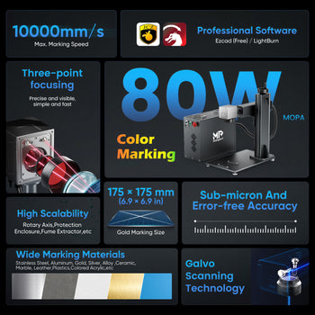 Monport GPro 80W Split MOPA Fiber Laser Engraver & Marking Machine With Manual Focus