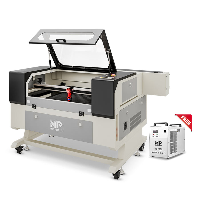 Monport 90W CO2 Laser Engraver & Cutter (28" x 20") with Autofocus and Bracket