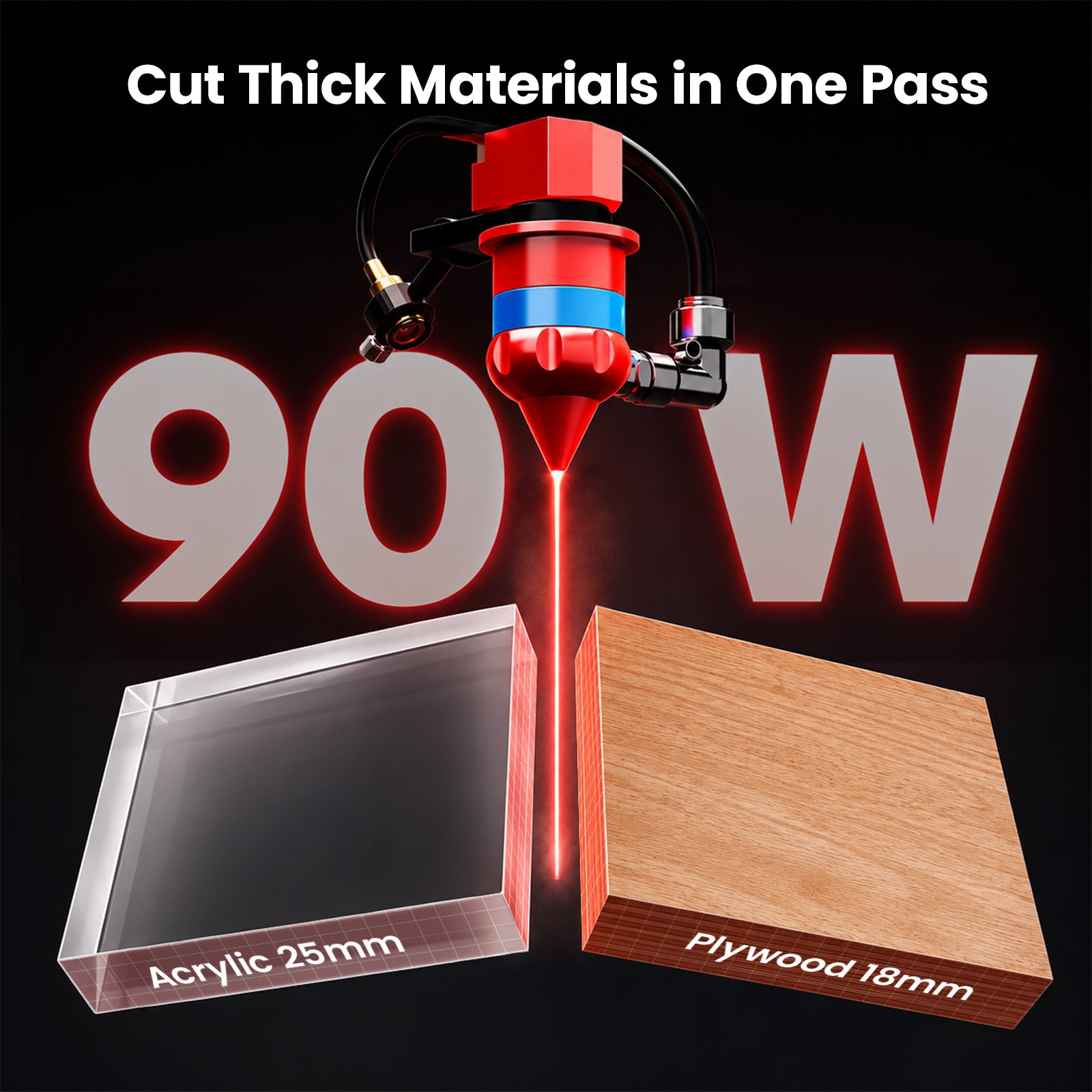 Monport 90W CO2 Laser Engraver & Cutter (28" x 20") with Autofocus