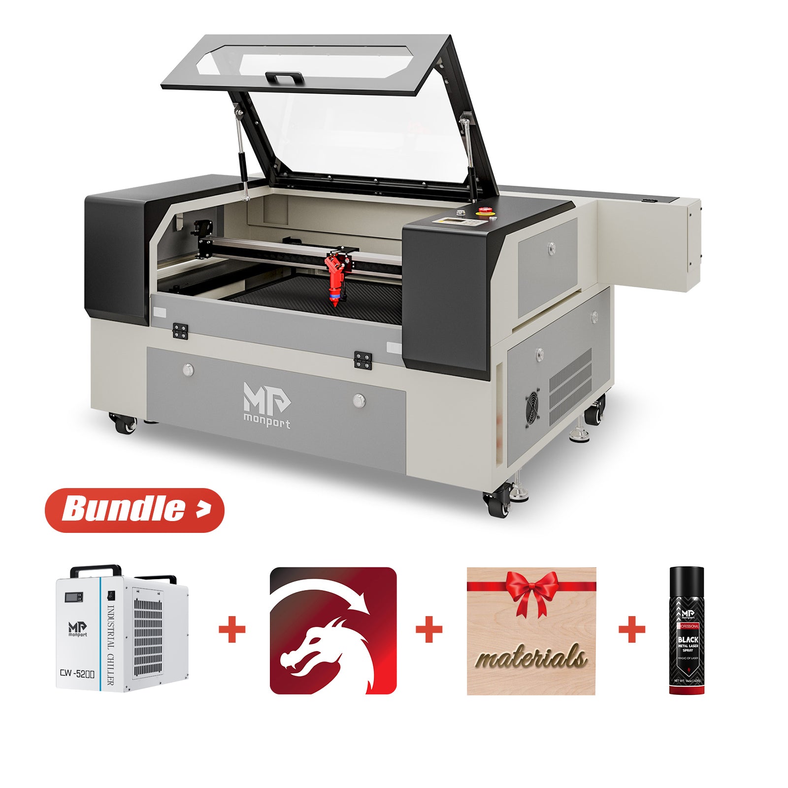 Bundle Sale | Monport 90W CO2 Laser Engraver & Cutter (28