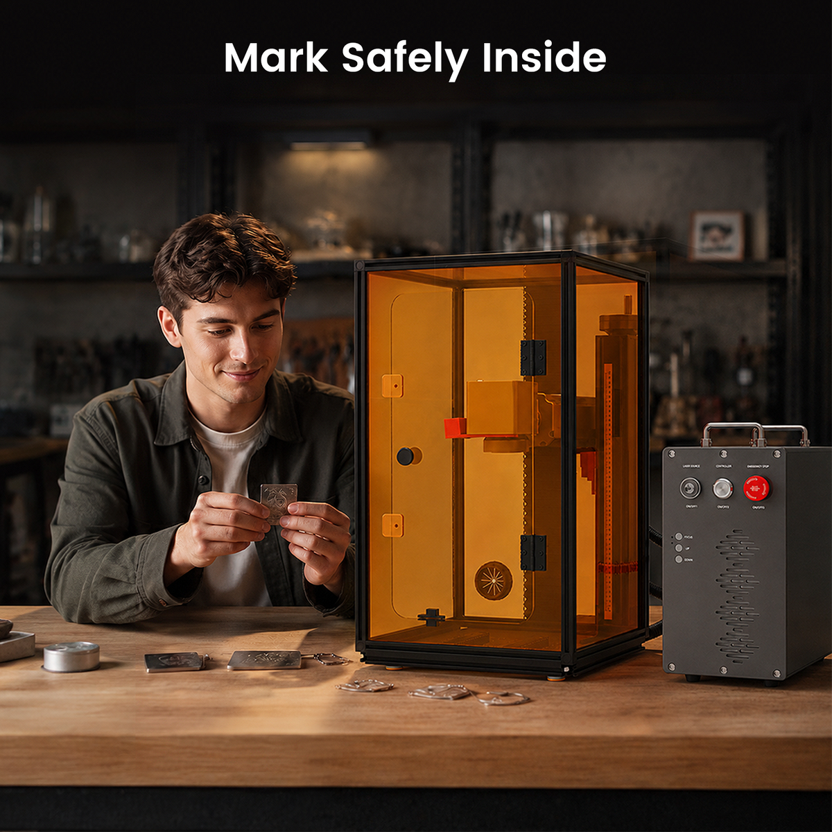 Monport Laser Engraver Enclosure for Split Fiber Laser Marking Machines (with Door Protection Switch)