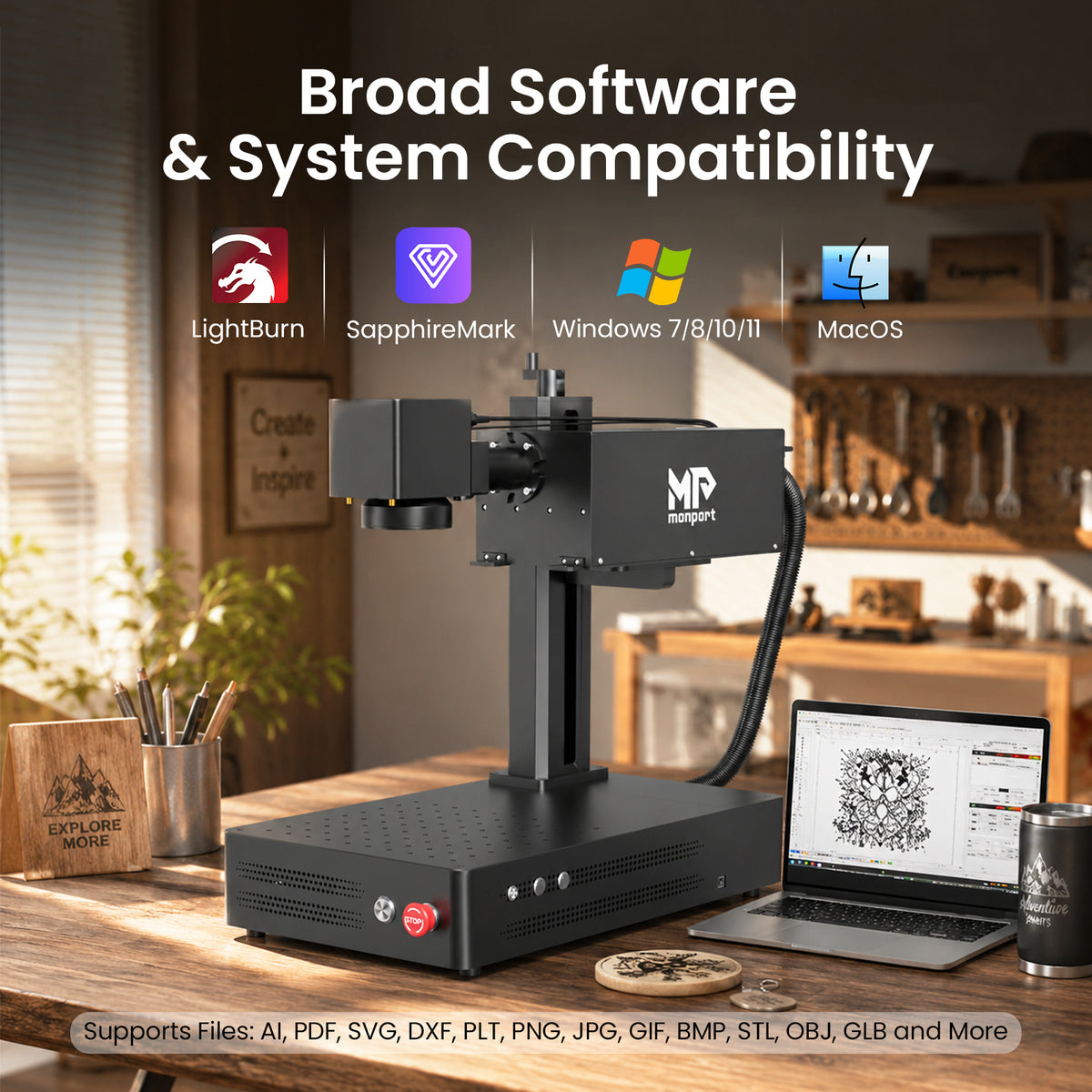 Monport 6W/10W UV Pro Galvo Laser Engraver & Marking Machine for 3D Inner Engraving in Glass