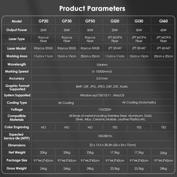 Monport GI20 Integrated MOPA Fiber Laser Engraver with Electric Lifting and Galvo LightBurn