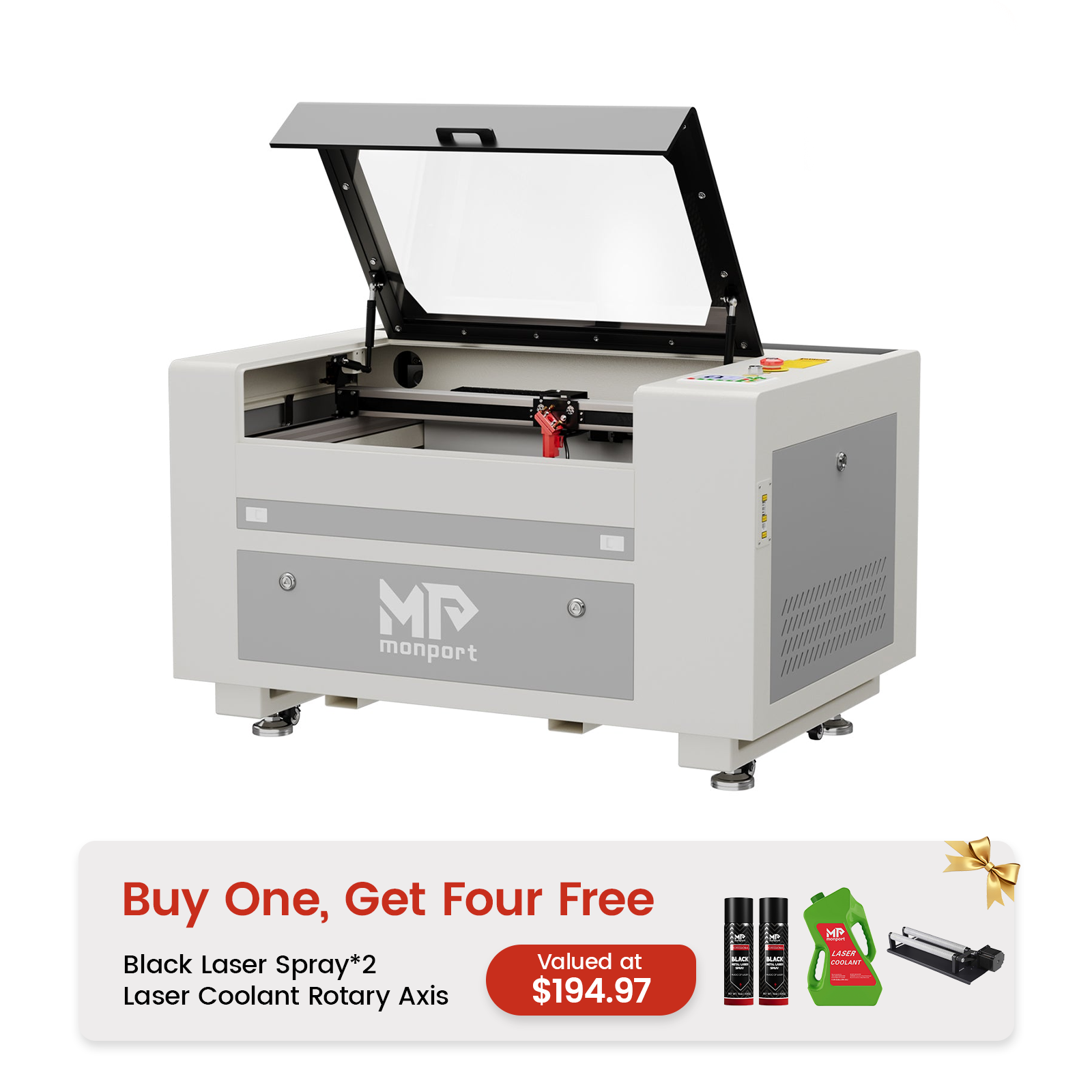 Monport 60W CO2 Laser Engraver & Cutter (24" x 16") with Autofocus