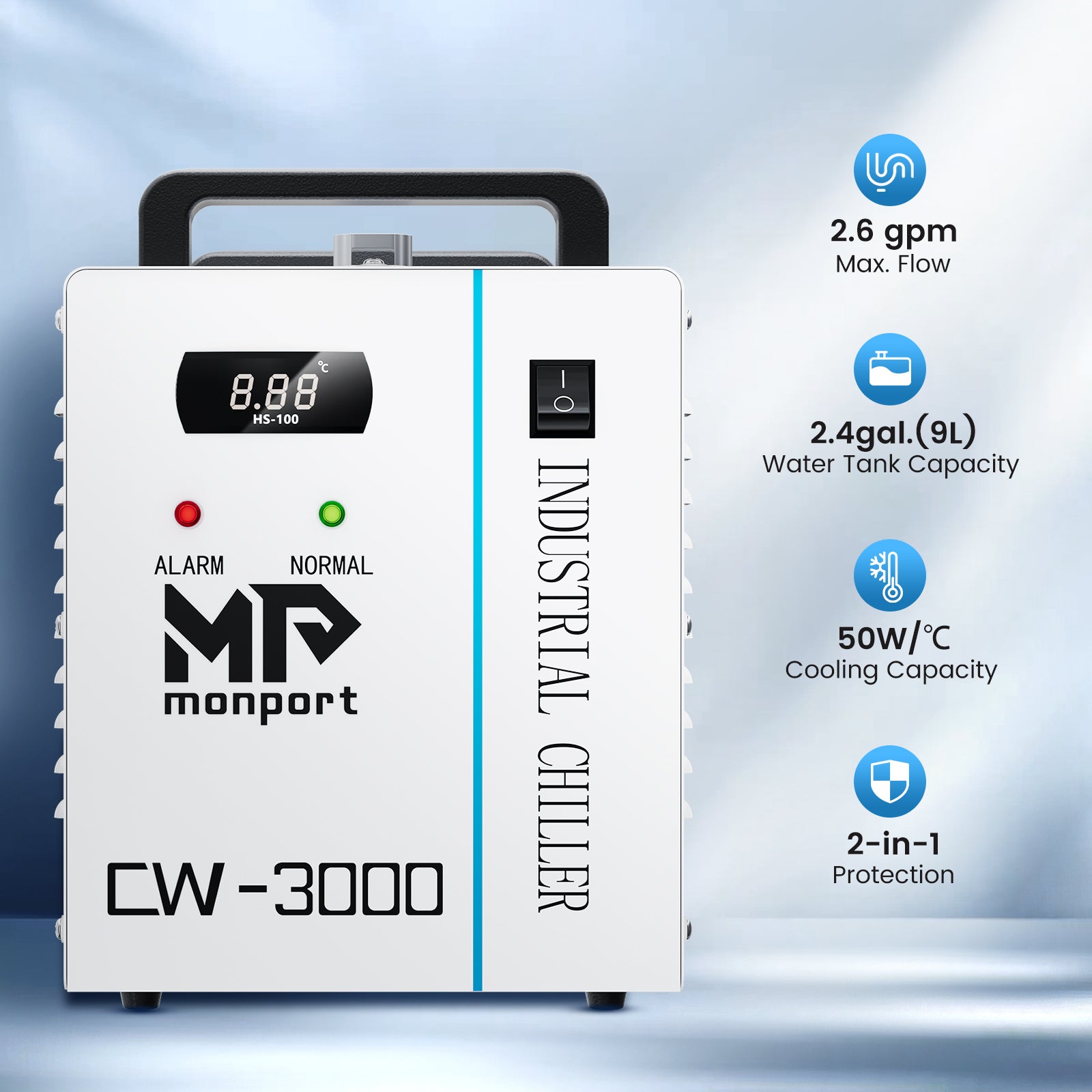 Monport 9L CW-3000 Water Cooling System with Air Purifier Laser Fume Extractor
