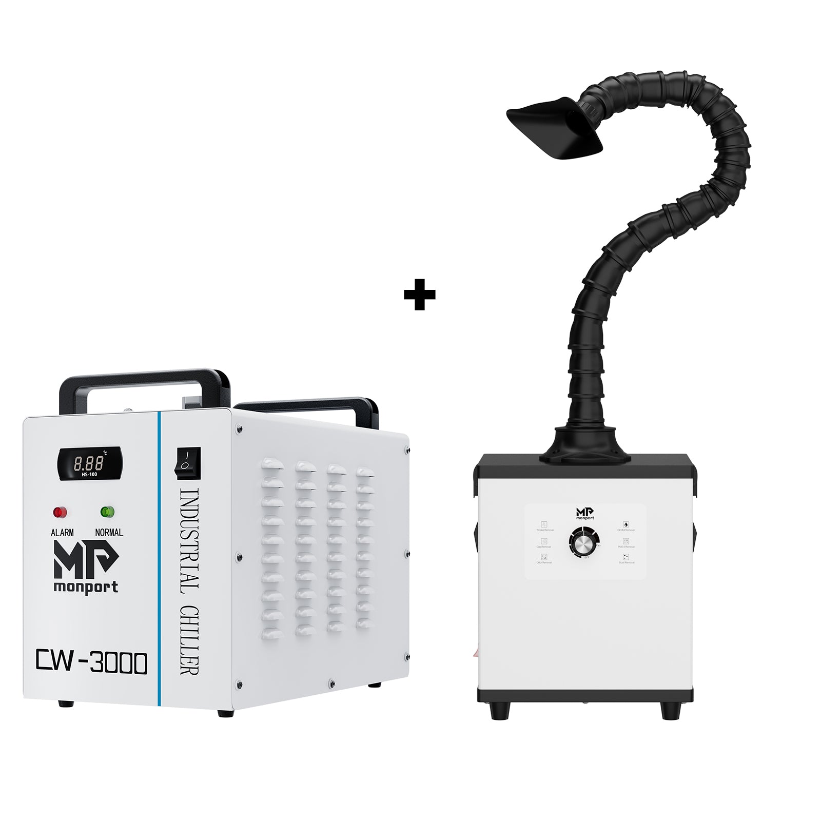 Monport 9L CW-3000 Water Cooling System with 200W Air Purifier Laser Fume Extractor