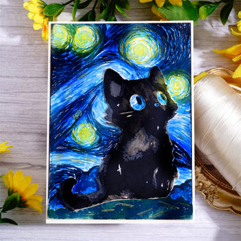 "Cat Looking at Starry Sky at Night" Laser Cutting File