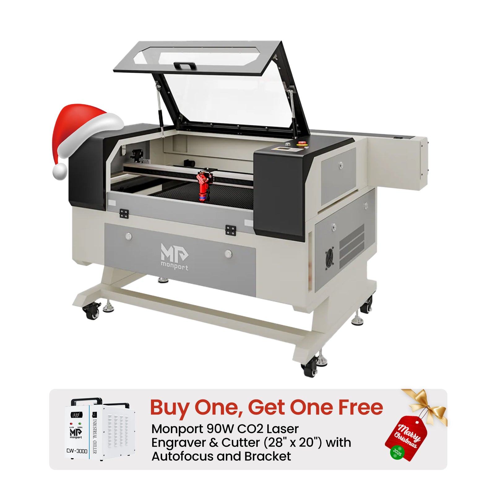 Monport 90W CO2 Laser Engraver & Cutter (28" x 20") with Autofocus and Bracket