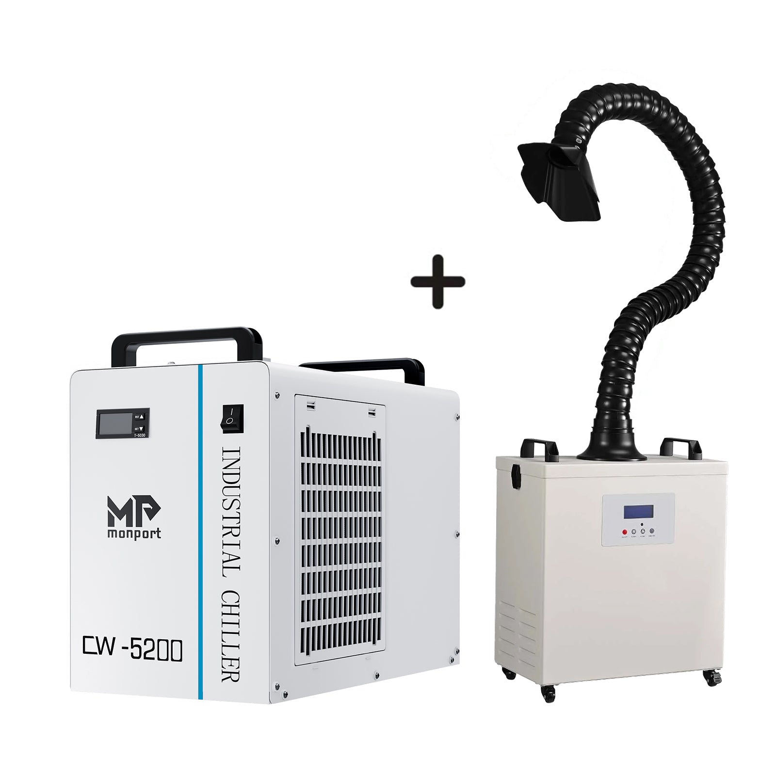 Monport 6L CW-5200 Industrial Water Chiller with 220W Air Purifier Laser Fume Extractor