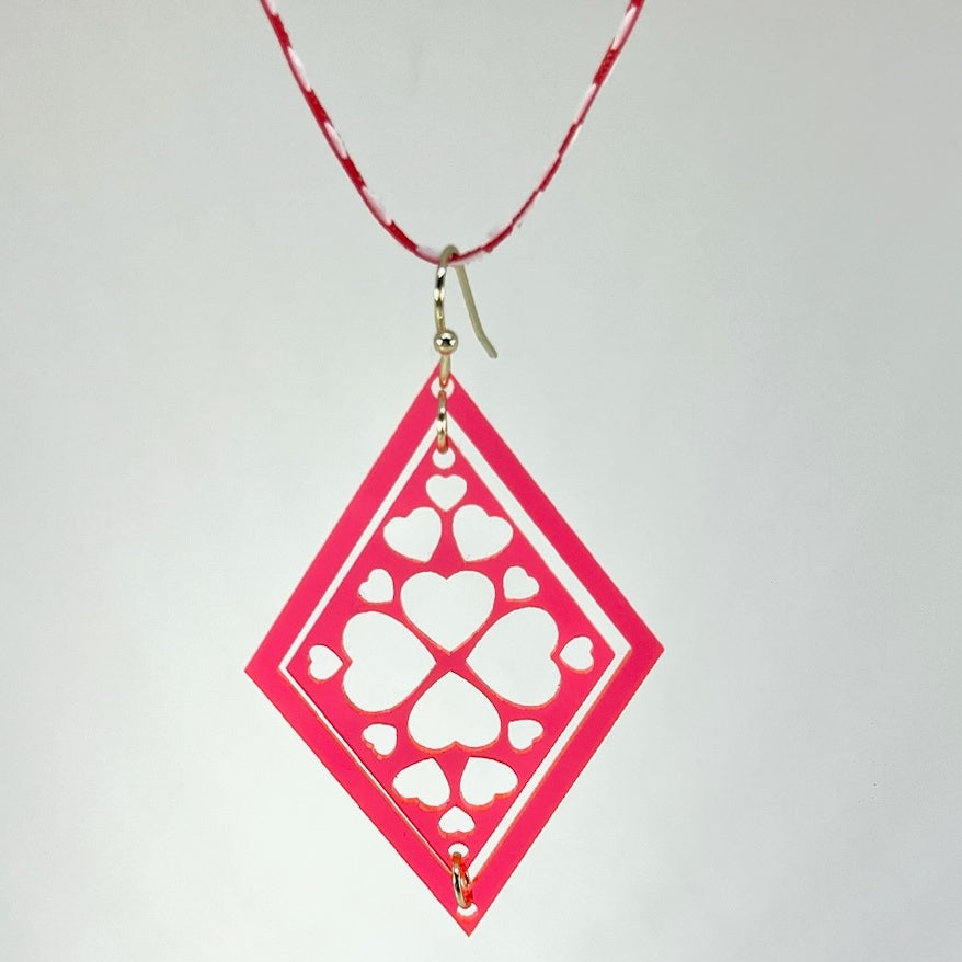 Diamond heart earrings DIY Laser Cutting File