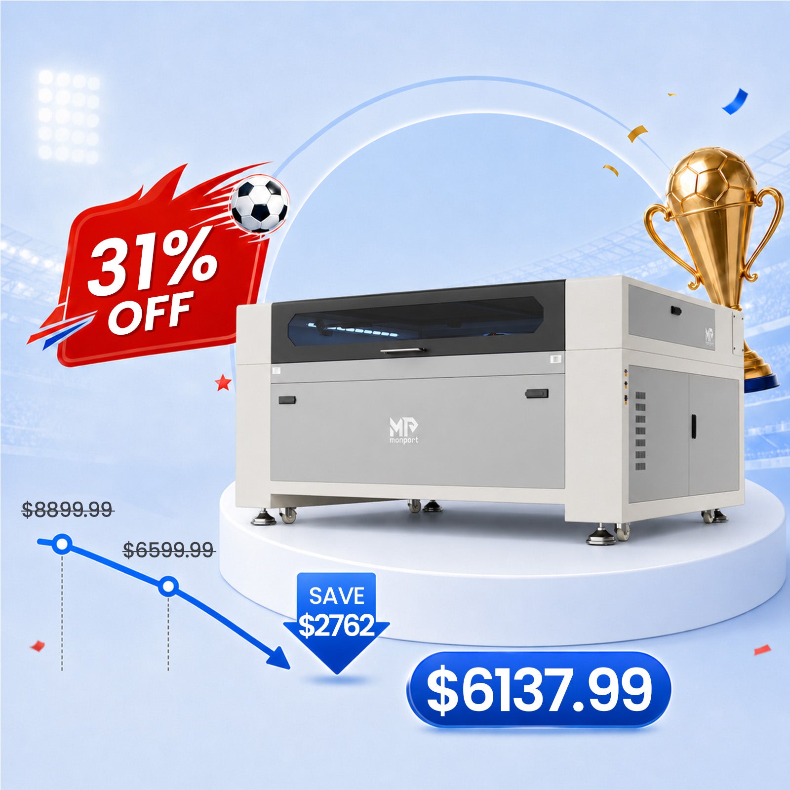 Monport Effi13S Upgraded 130W CO2 Laser Engraver & Cutter (51