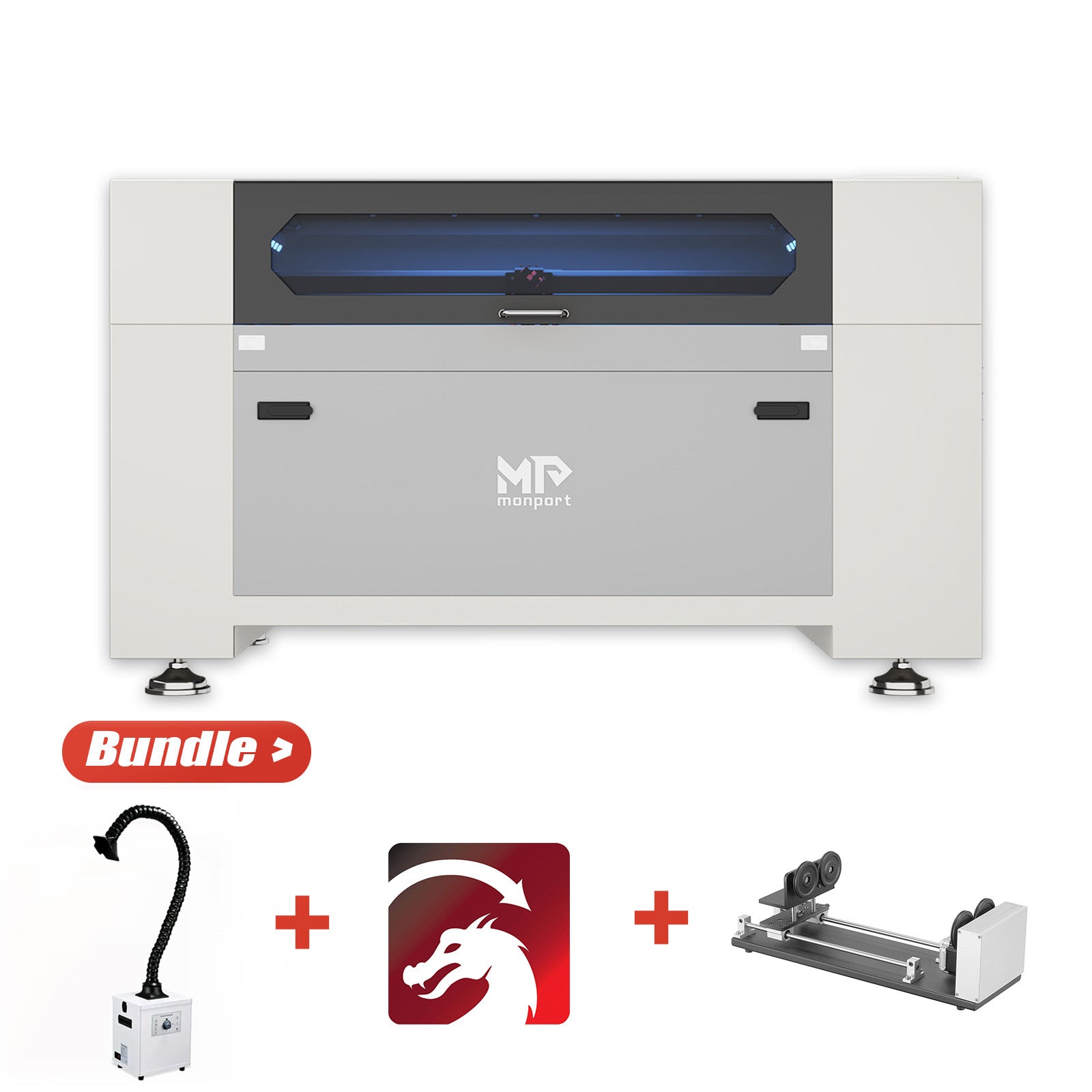 Bundle Sale | Monport Effi10S Upgraded 100W CO2 Laser Engraver & Cutter with Autofocus and Built-in Water Chiller