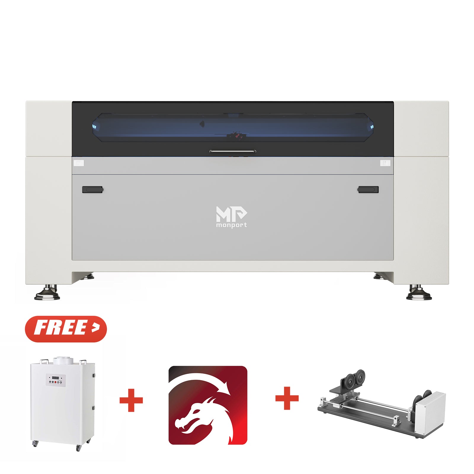 Bundle Sale | Monport Effi16S Upgraded 150W CO2 Laser Engraver & Cutter with Autofocus and Built-in Water Chiller