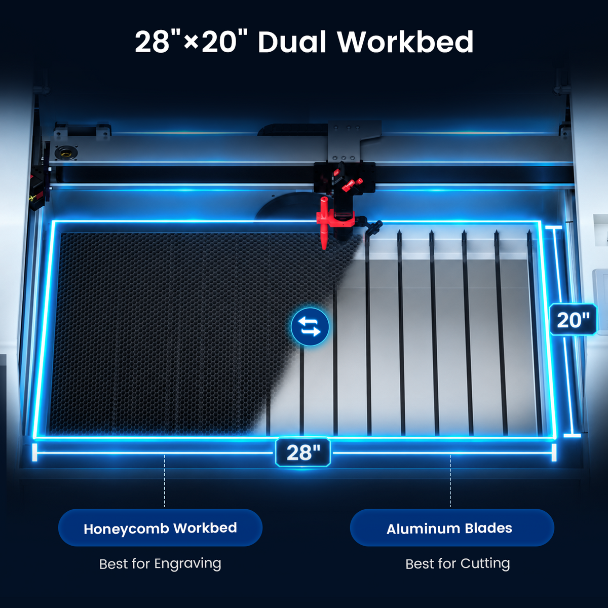Monport Effi7S Upgraded 90W CO2 Laser Engraver & Cutter (28" x 20") with Autofocus