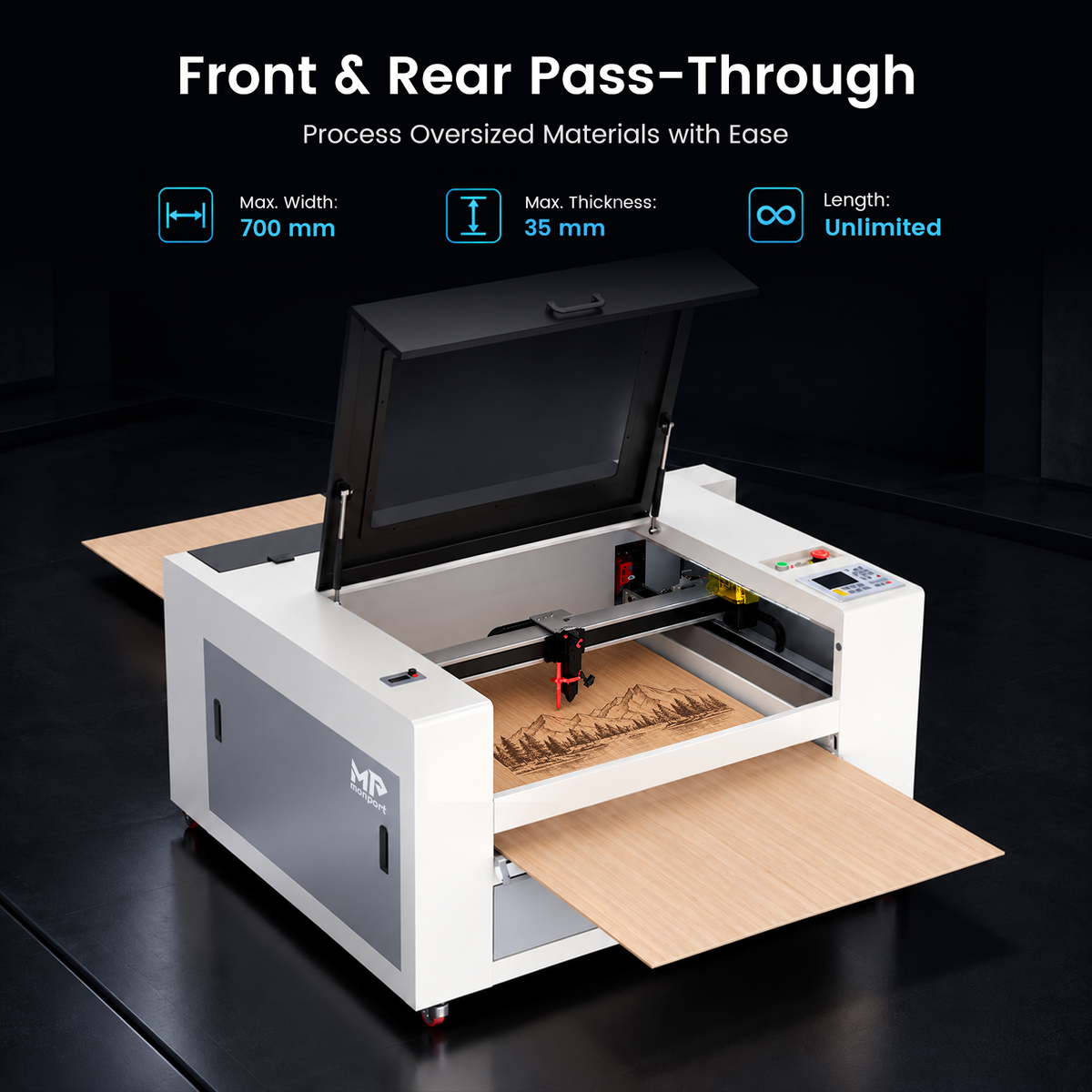 Monport Effi7S Upgraded 90W CO2 Laser Engraver & Cutter (28" x 20") with Autofocus