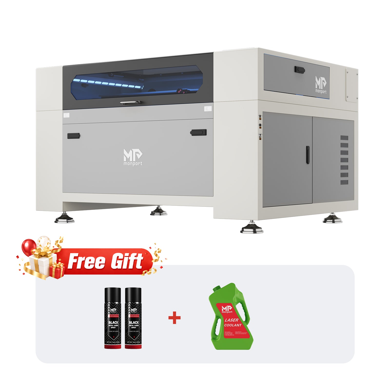 Monport Effi9S Upgraded 90W CO2 Laser Engraver & Cutter (36" × 24") with Autofocus and Built-in Water Chiller
