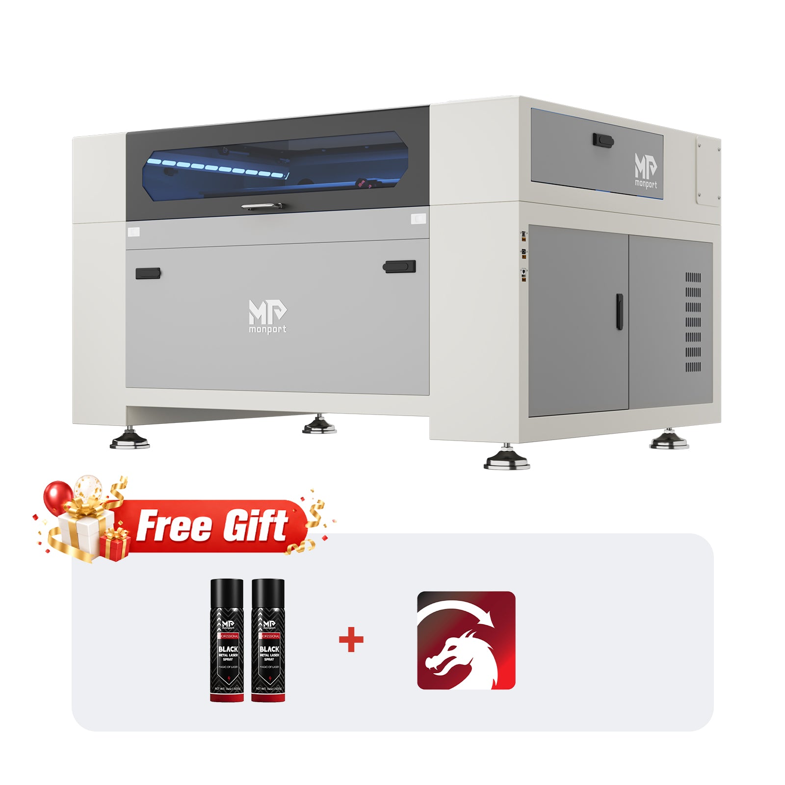Monport Effi9S Upgraded 90W CO2 Laser Engraver & Cutter (36" × 24") with Autofocus and Built-in Water Chiller